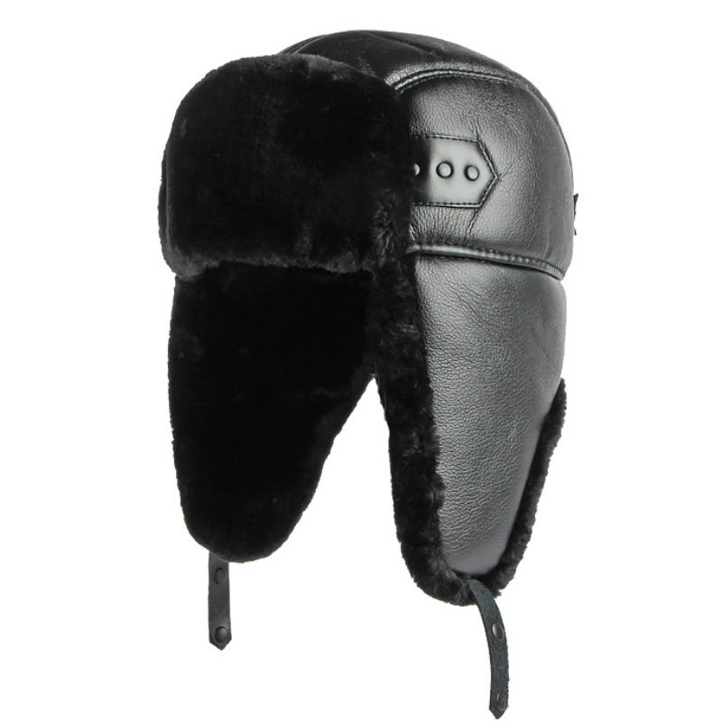 Trapper Hat Ear Flap - HT4002-Sombrero ruso de cuero PU para