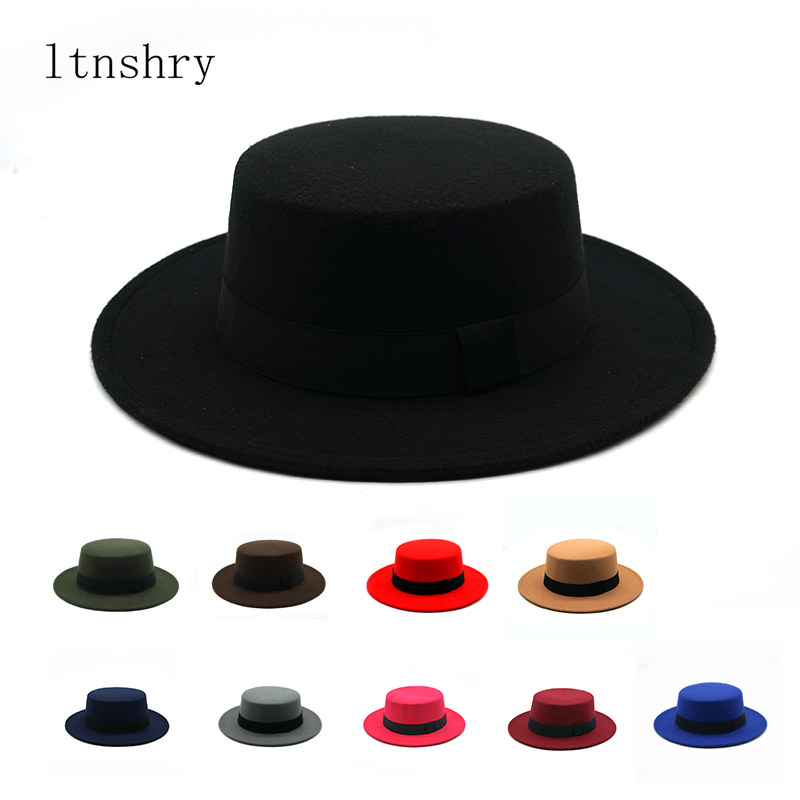Fedora Hat Wool - Invierno otoño lana de imitación mujeres