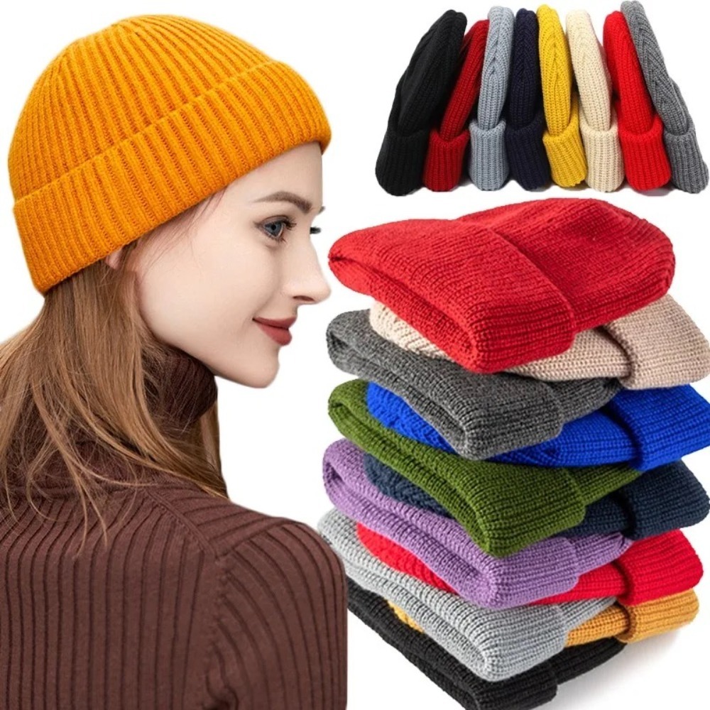 Beanie Cuffed Knit - Gorro de Punto Clásico con Puño,