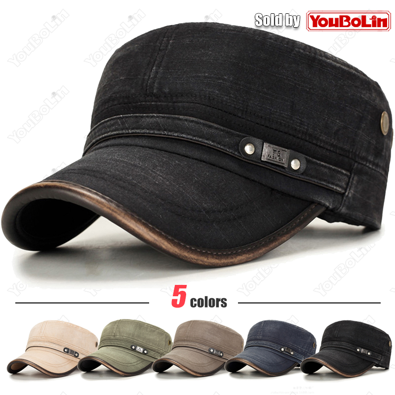 Dad Hat Cotton - Gorra plana ajustable de algodón desgastado