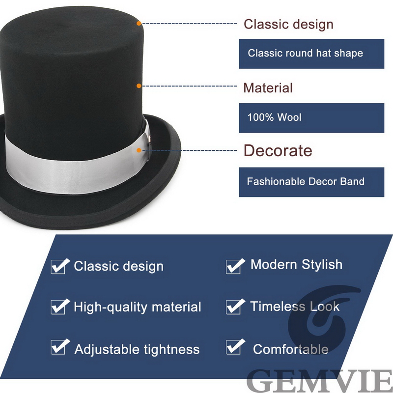 GEMVIE, sombrero de fieltro de - Fedora Hat Wool reseña y precio